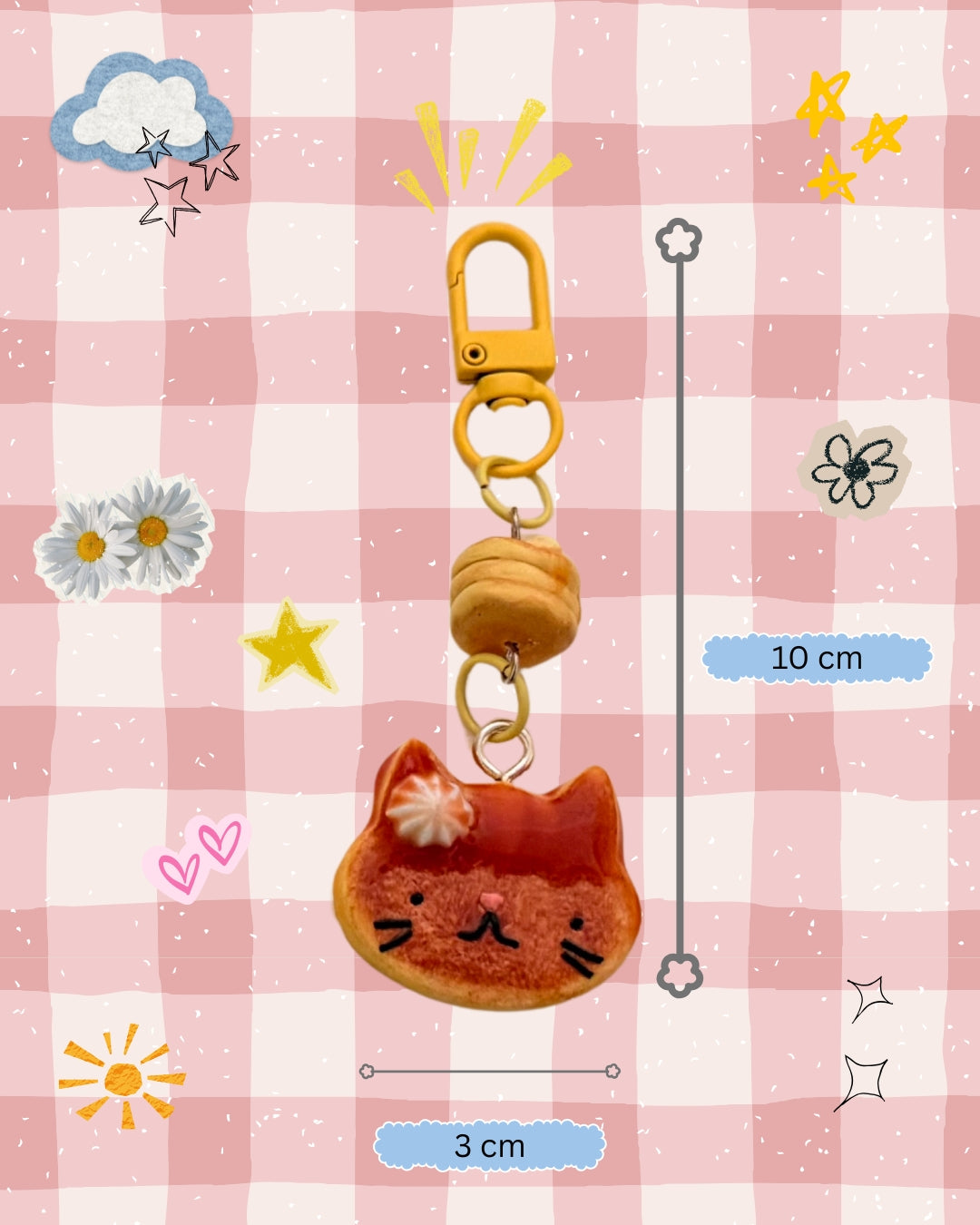 Cat-Pancake with Maple Syrup Drizzle (U-shaped yellow clasp)