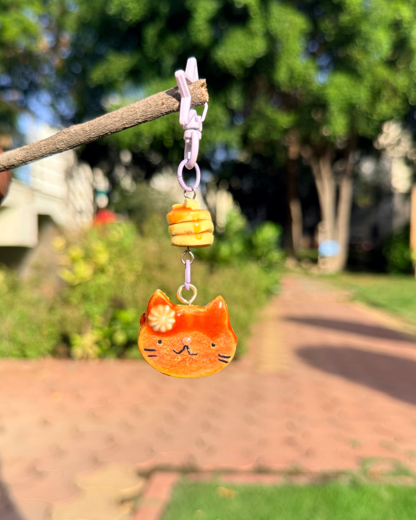 Cat-Pancake with Maple Syrup Drizzle (lilac star clasp)